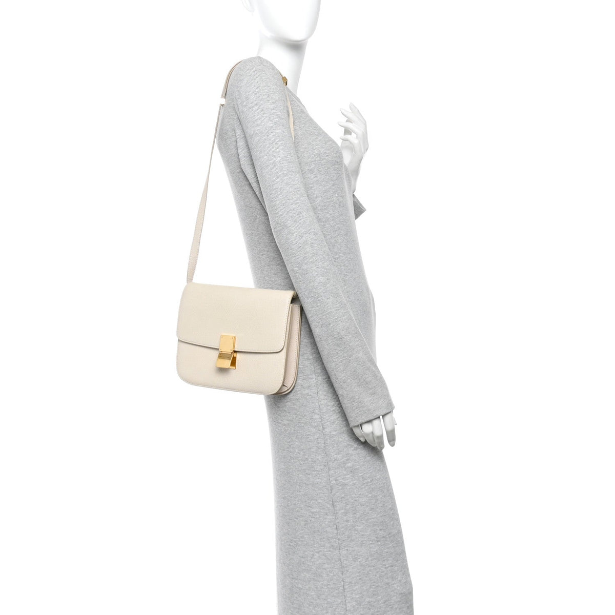 Medium Goatskin Flap Shoulder Bag - White