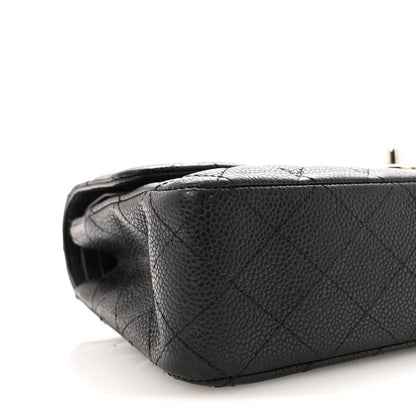 Medium Quilted Caviar Flap Shoulder Bag - Black