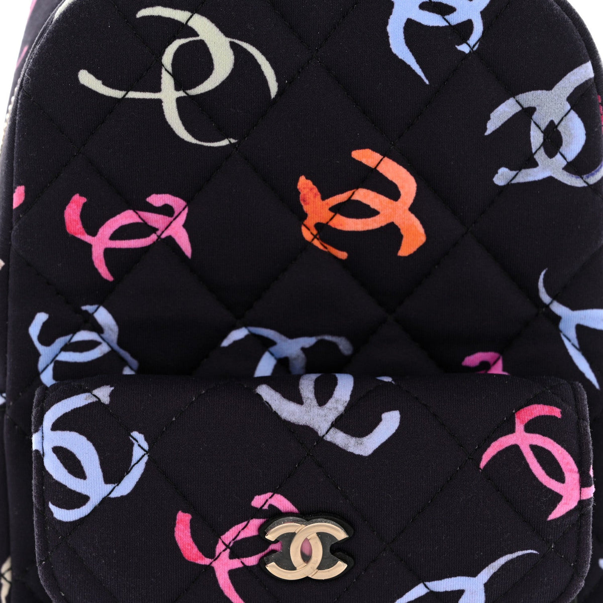 Mini Quilted Fabric Backpack - Black