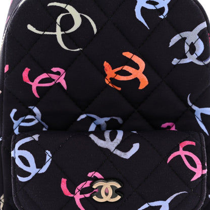 Mini Quilted Fabric Backpack - Black