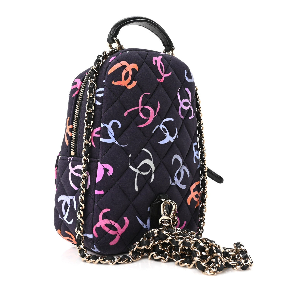 Mini Quilted Fabric Backpack - Black