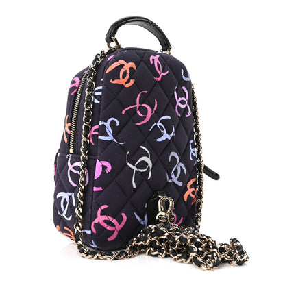 Mini Quilted Fabric Backpack - Black