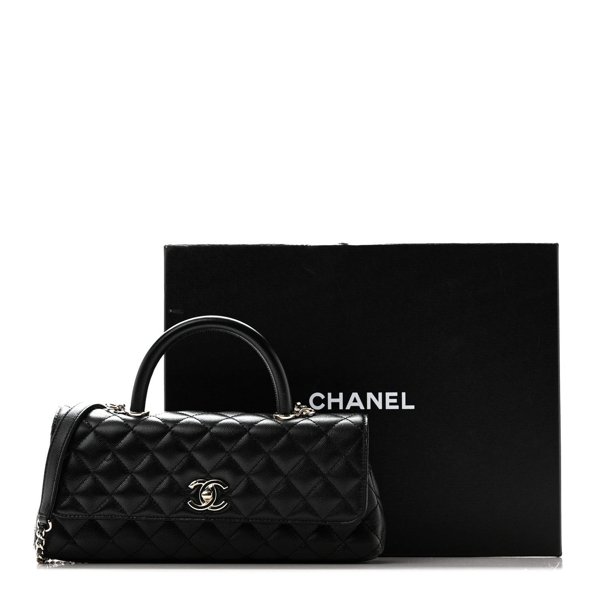 Maxi Quilted Caviar Flap Shoulder Bag - Black
