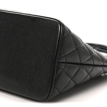 Quilted Caviar Tote Bag - Black