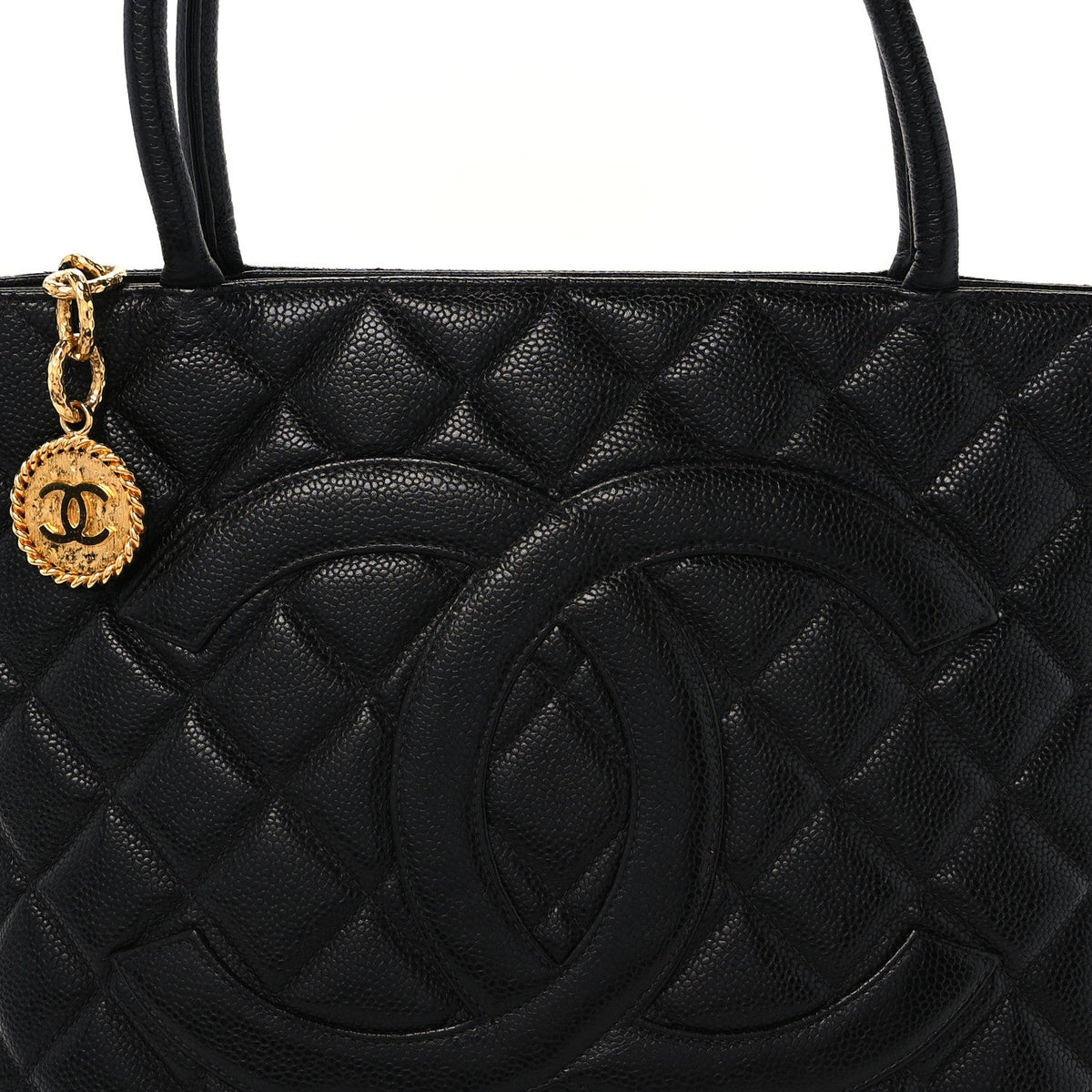 Quilted Caviar Tote Bag - Black