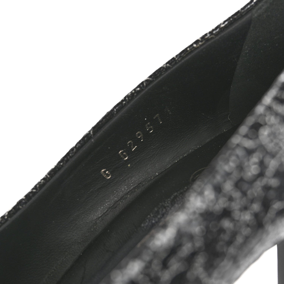 Chanel Metallic Crackled Calfskin Patent Cap Toe Women's Pumps 41 Silver Black