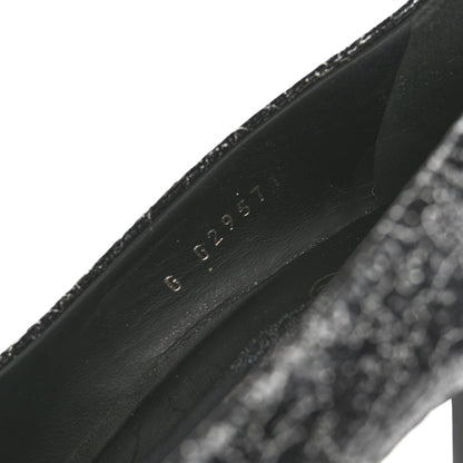 Chanel Metallic Crackled Calfskin Patent Cap Toe Women's Pumps 41 Silver Black