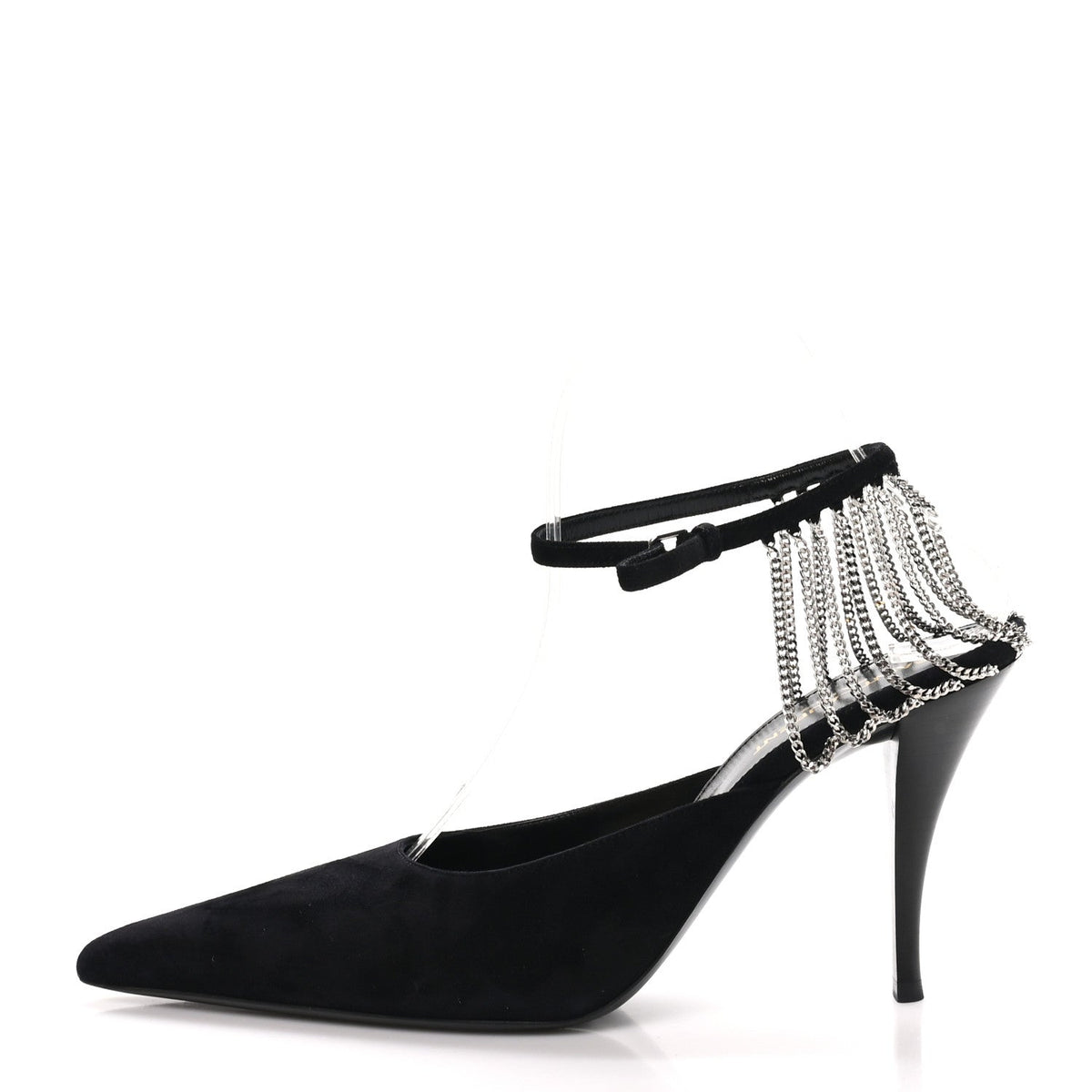 Kid Scamosciato Sling Chain Pumps Black