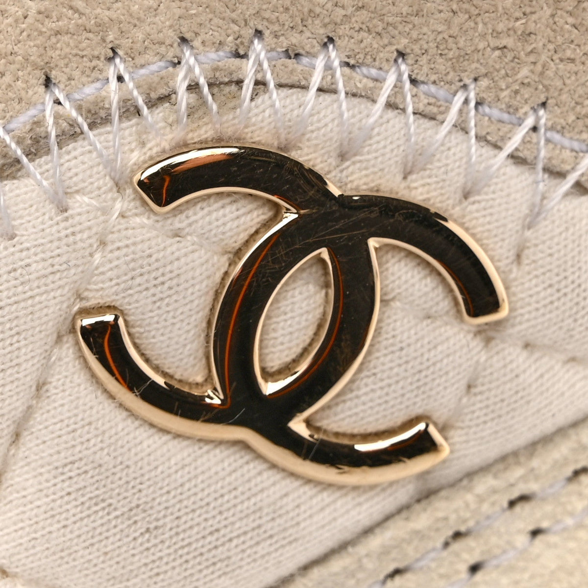 Chanel Velvet Calfskin Mixed Fibers CC Women's Sneakers Ivory Black