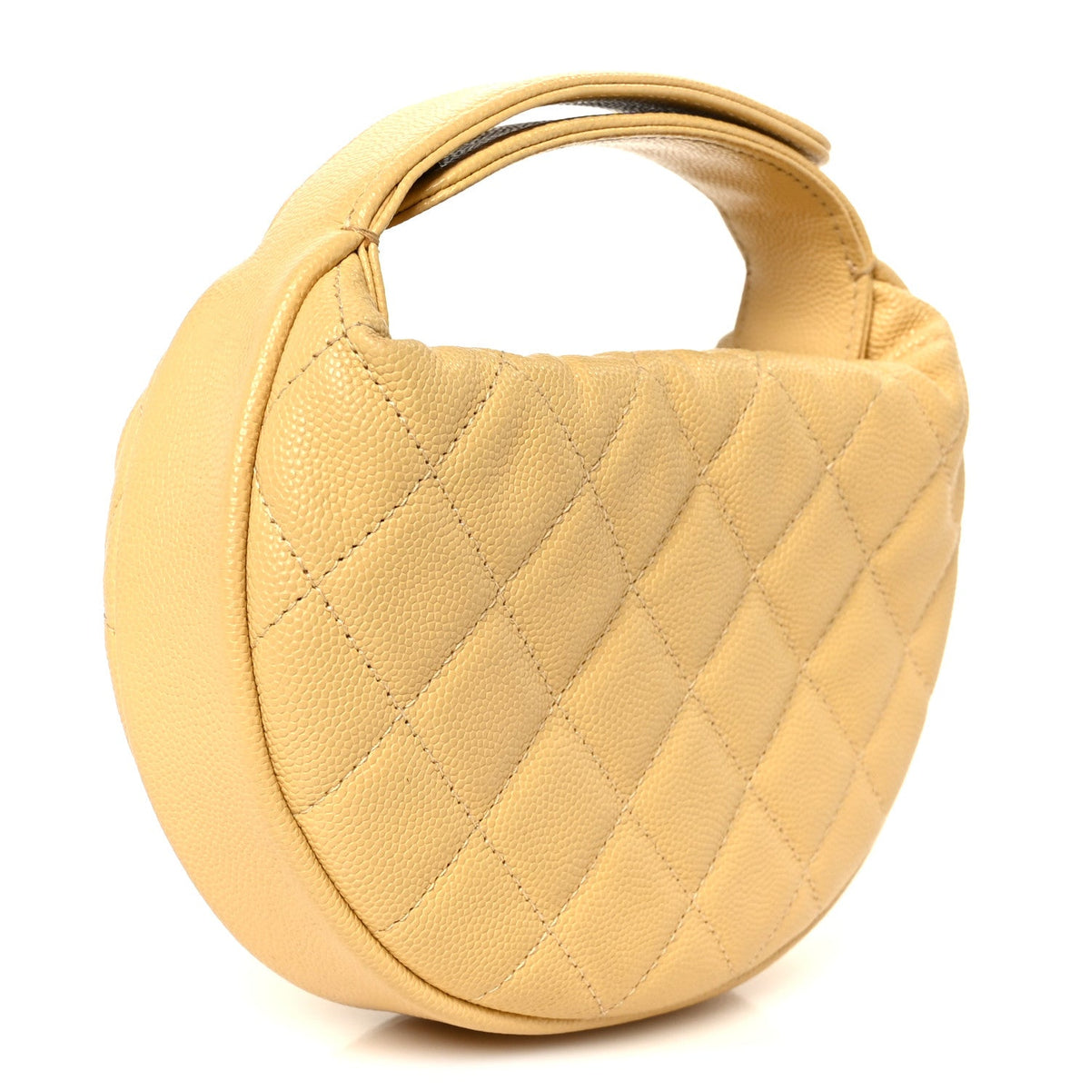 Quilted Caviar Hobo Bag - Yellow