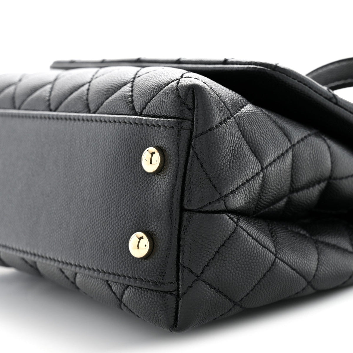 Mini Quilted Caviar Flap Shoulder Bag - Black
