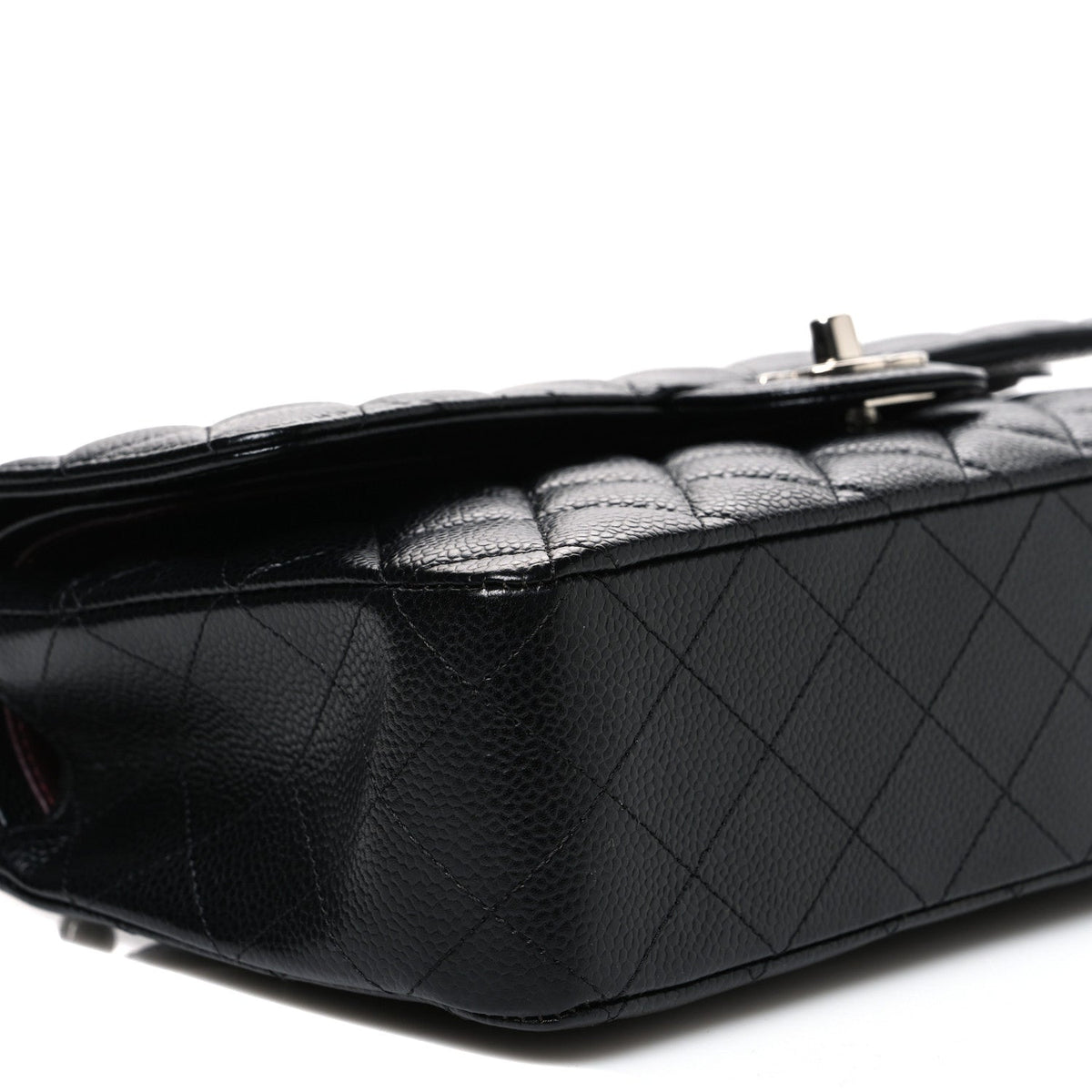 Medium Quilted Caviar Flap Shoulder Bag - Black