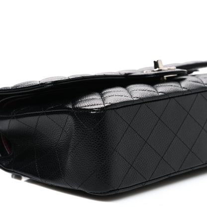 Medium Quilted Caviar Flap Shoulder Bag - Black