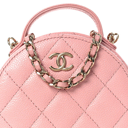 Quilted Caviar Handbag - Pink