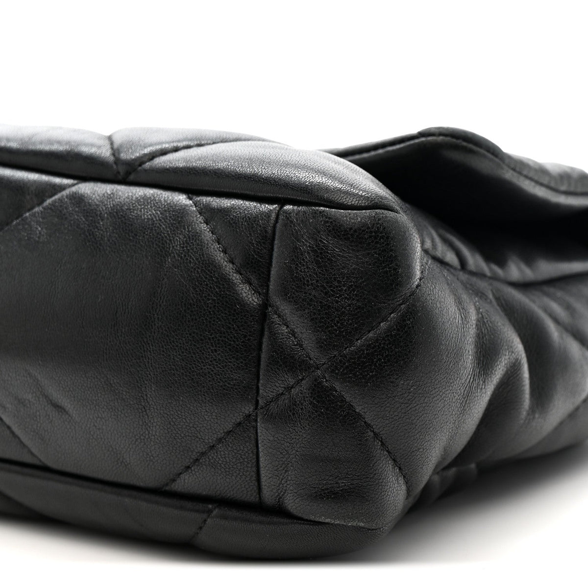 Medium Quilted Lambskin Flap Shoulder Bag - Black