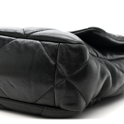 Medium Quilted Lambskin Flap Shoulder Bag - Black