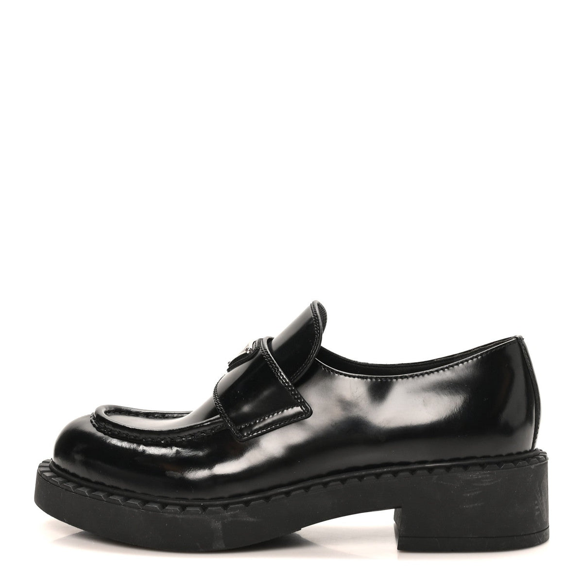 Spazzolato Metal Triangle Logo 50Mm Loafers Black