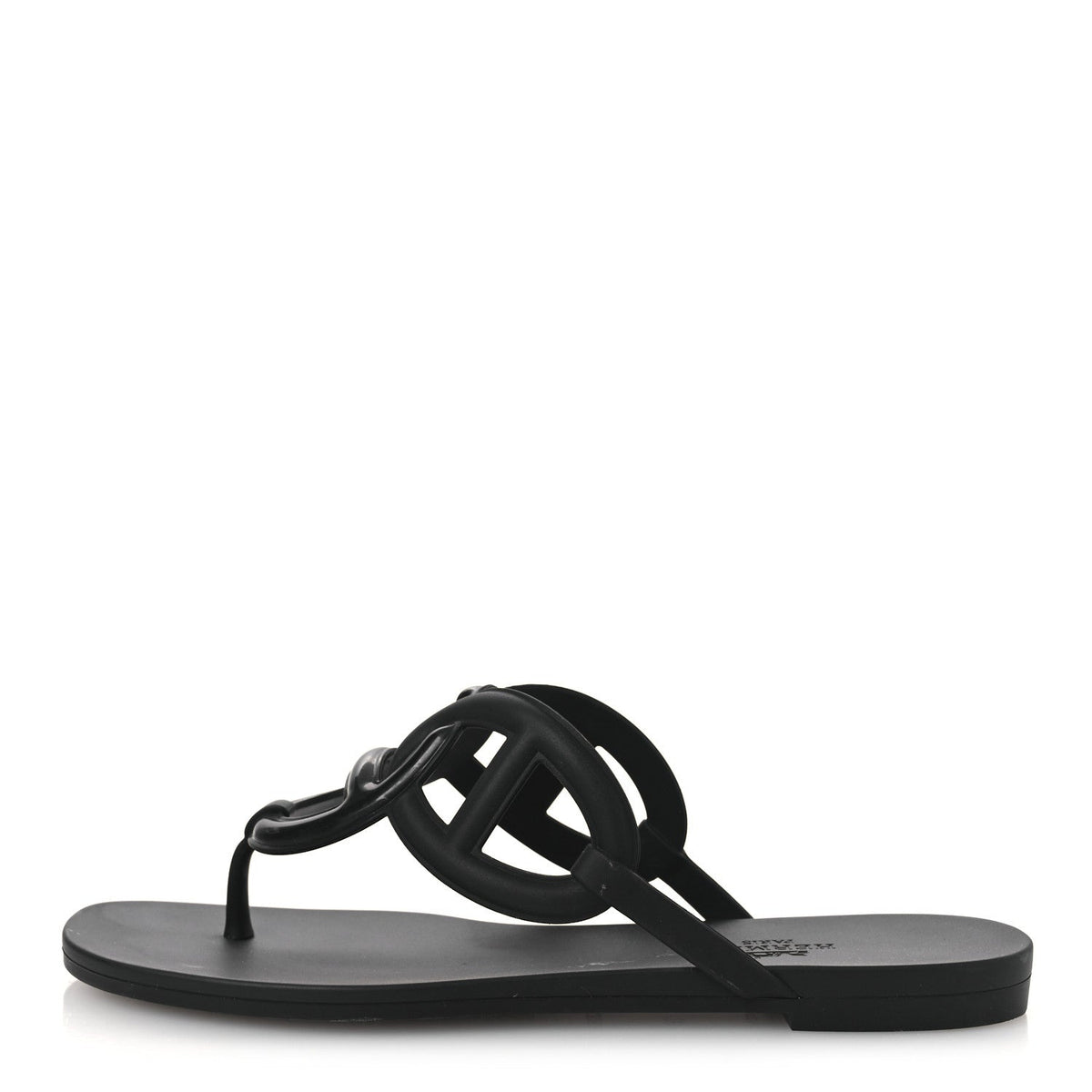 Hermes Rubber Women's Egerie Sandals 36 Black