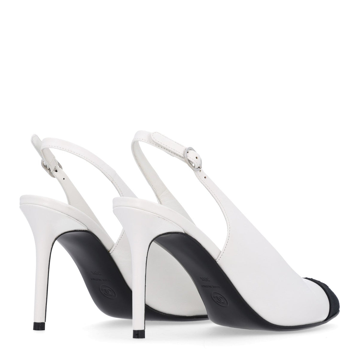 Chanel Goatskin Grosgrain CC Pointed Women's Slingback Pumps