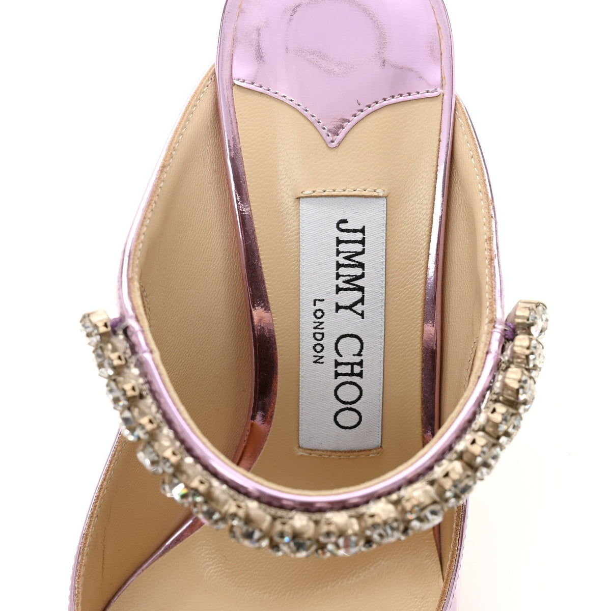 Jimmy Choo Metallic Patent Women's Bing 100 Pumps 36 Mauve