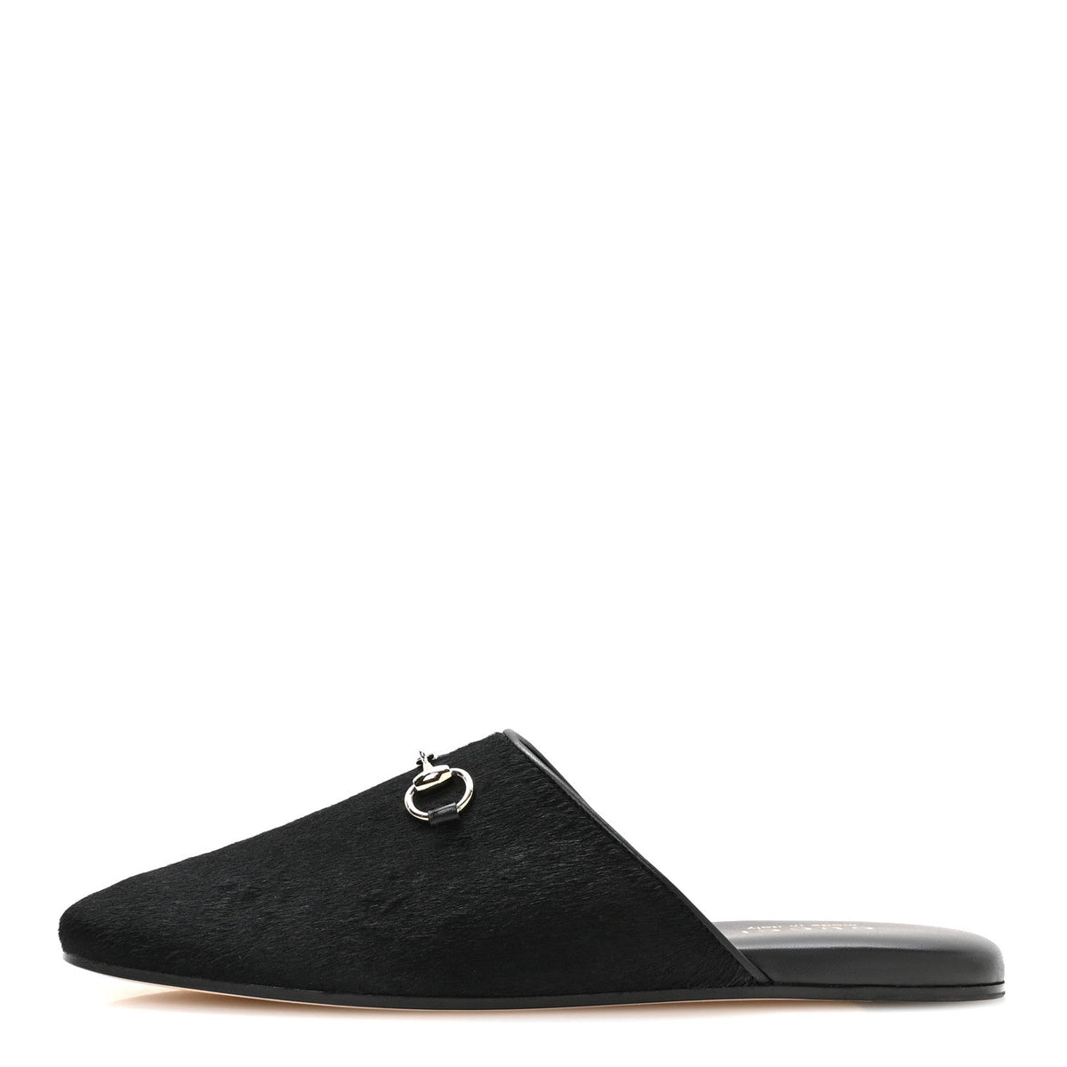 Fur Horsebit Mules Black