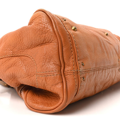 Medium Calfskin Satchel Bag - Tan