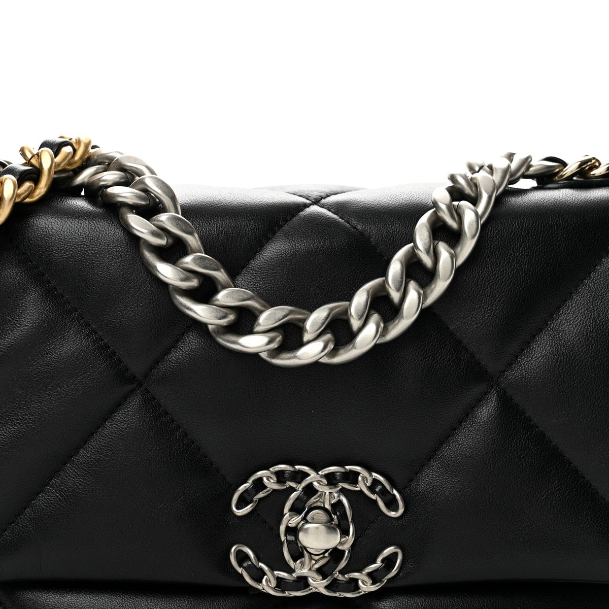Medium Quilted Lambskin Flap Shoulder Bag - Black