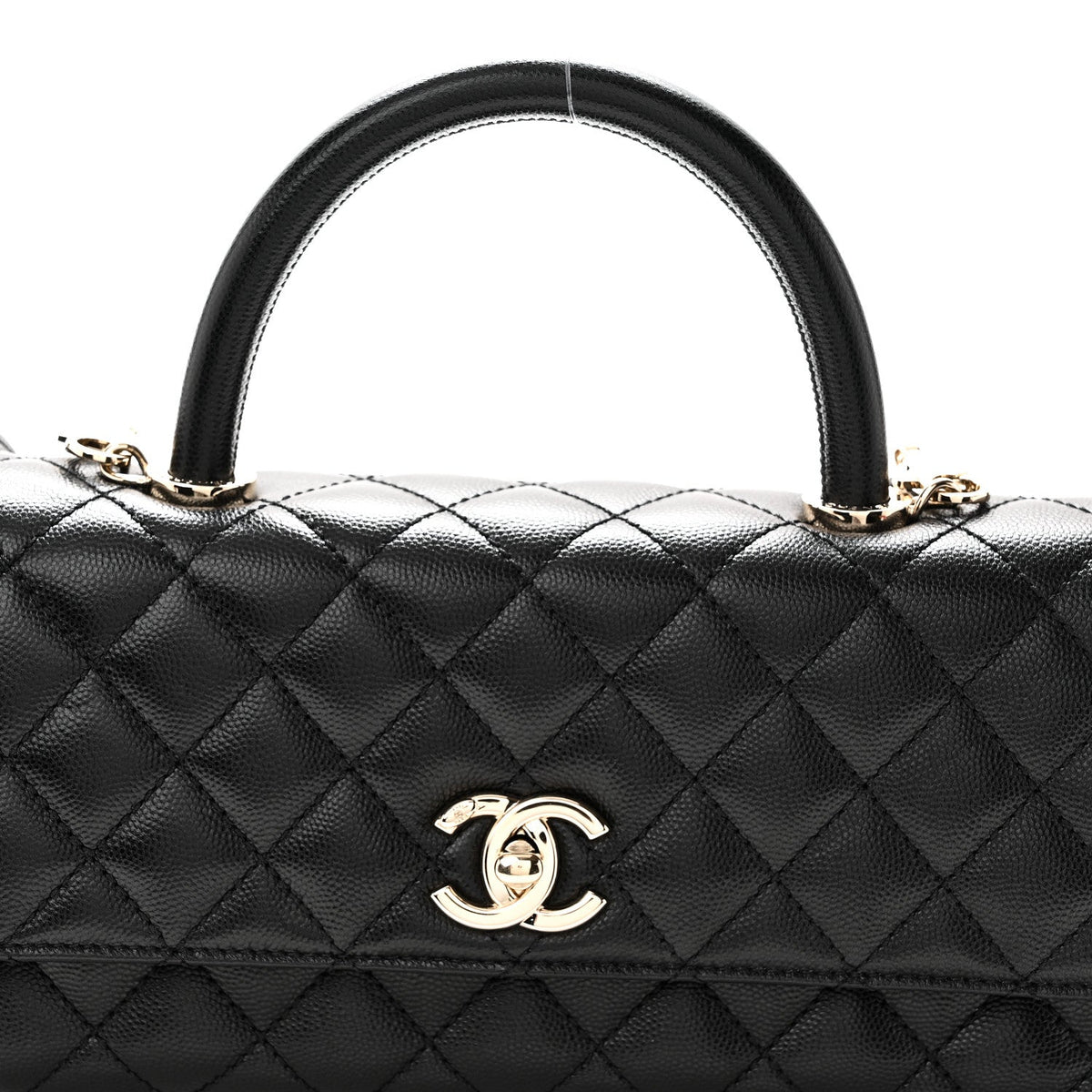 Maxi Quilted Caviar Flap Shoulder Bag - Black