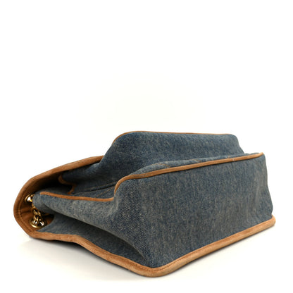 Medium Suede Satchel Bag - Blue