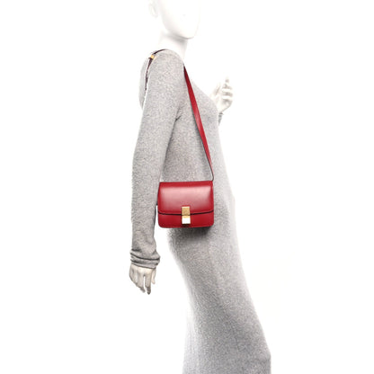 Small Calfskin Flap Shoulder Bag - Red