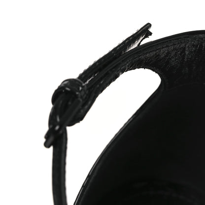 Saint Laurent Patent Calfskin Women's Opyum 110 Sandals 40.5 Black Gold