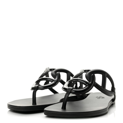 Hermès Rubber Women's Egerie Sandals 36 Black