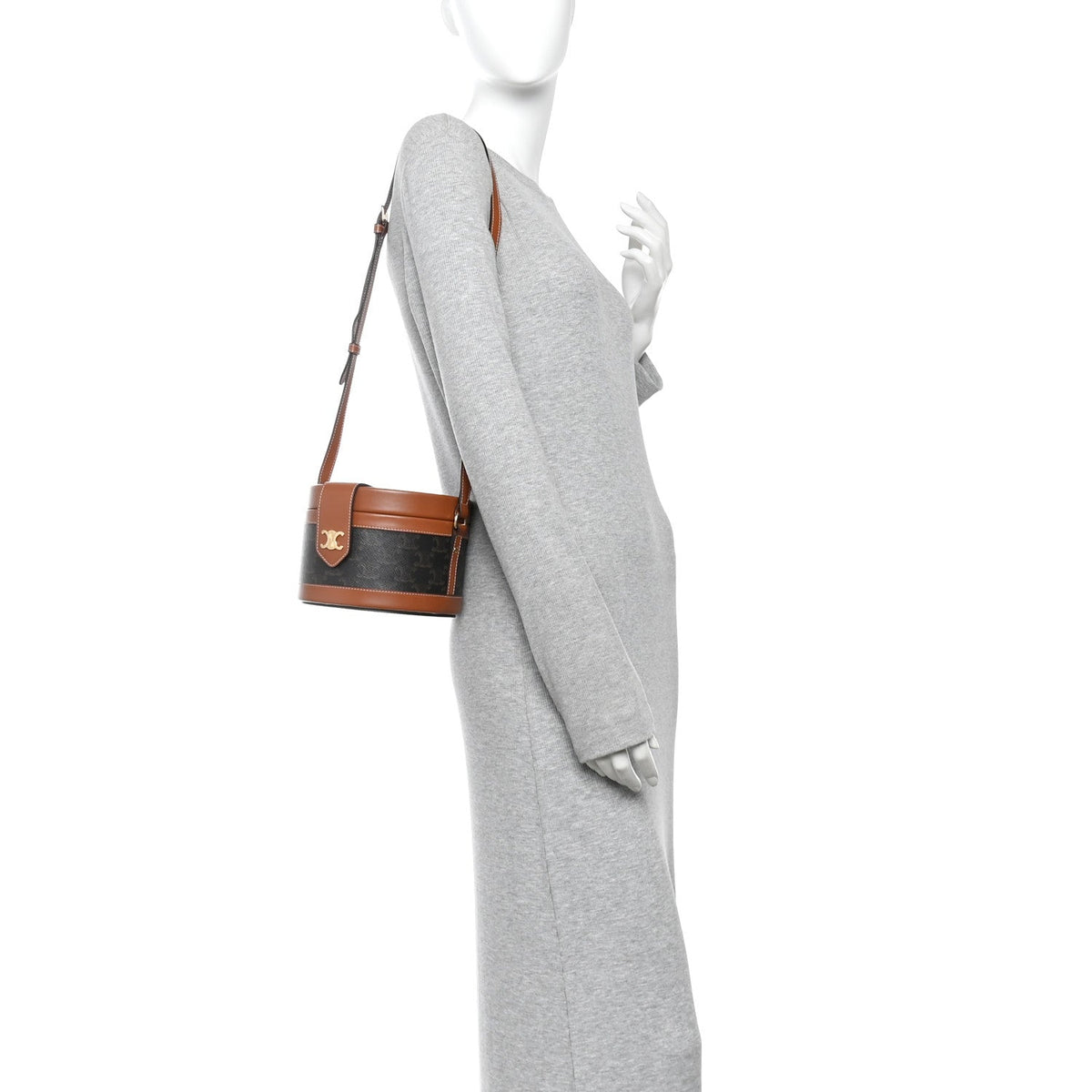 Medium Calfskin Canvas Handbag - Tan