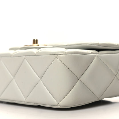 Mini Quilted Lambskin Flap Shoulder Bag - Light Blue