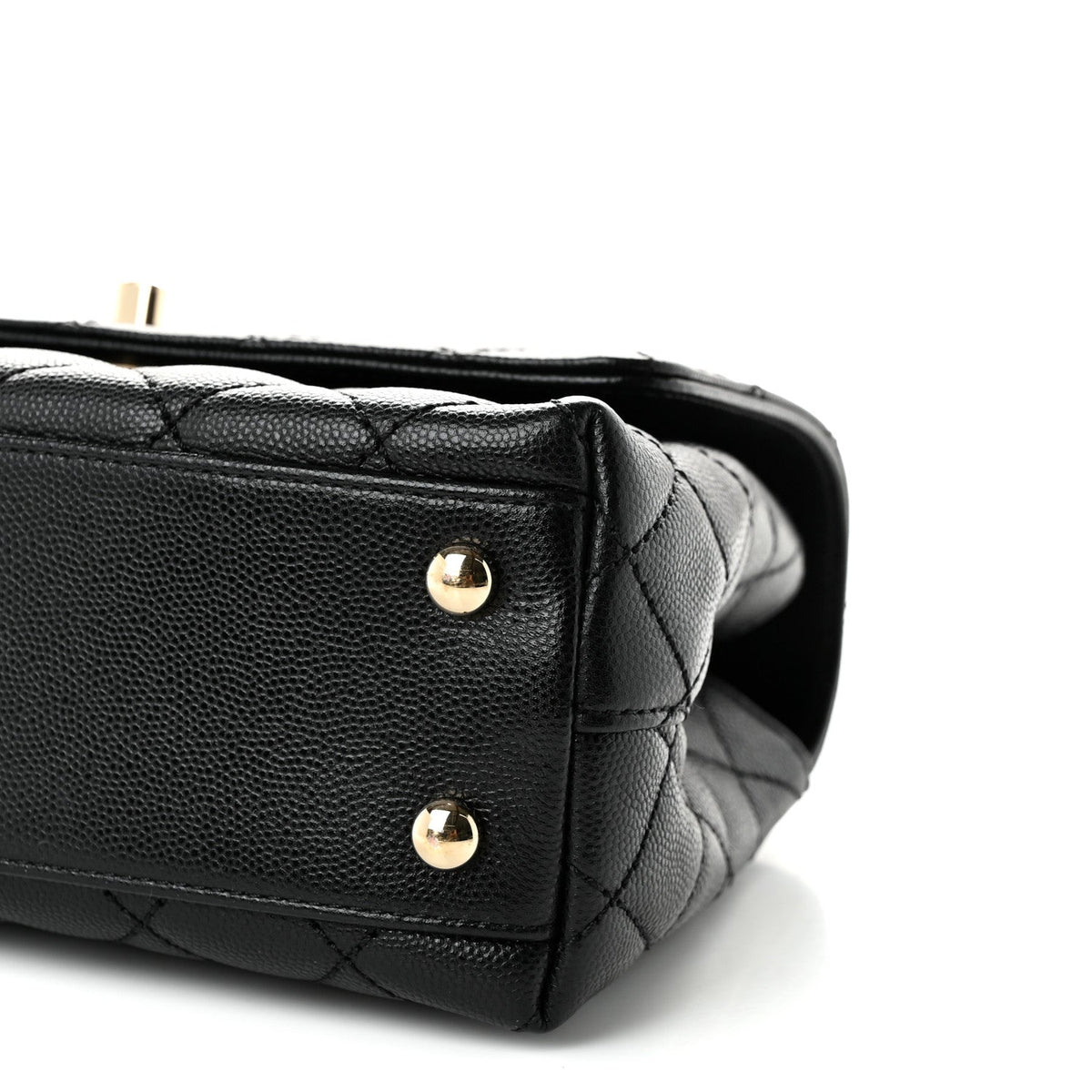 Mini Quilted Caviar Flap Shoulder Bag - Black