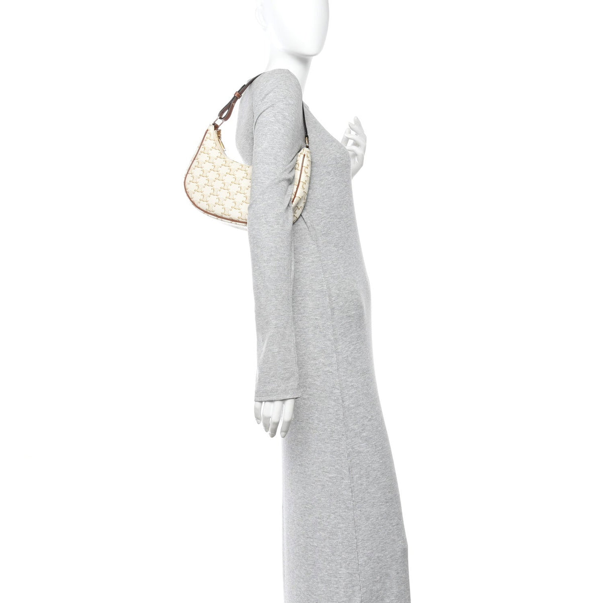 Calfskin Canvas Shoulder Bag - White