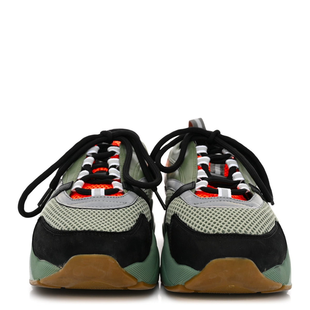 Christian Dior Technical Mesh Calfskin Men's B22 Sneakers 42 Olive Green Orange Black