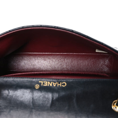 Small Quilted Lambskin Flap Shoulder Bag - Black
