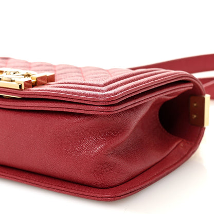 Small Quilted Caviar Flap Shoulder Bag - Pink