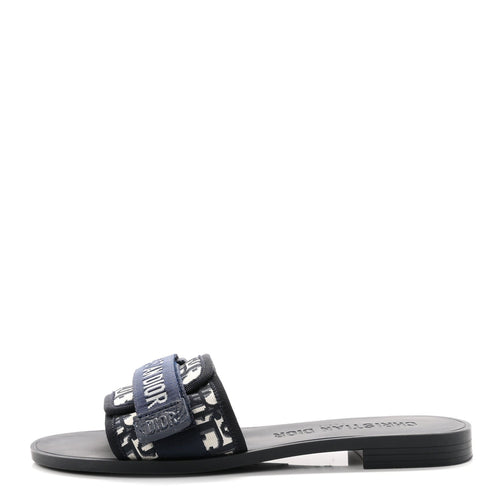 Christian Dior Nylon Oblique Dio(r)evolution Slide Sandals 39 Deep Blue