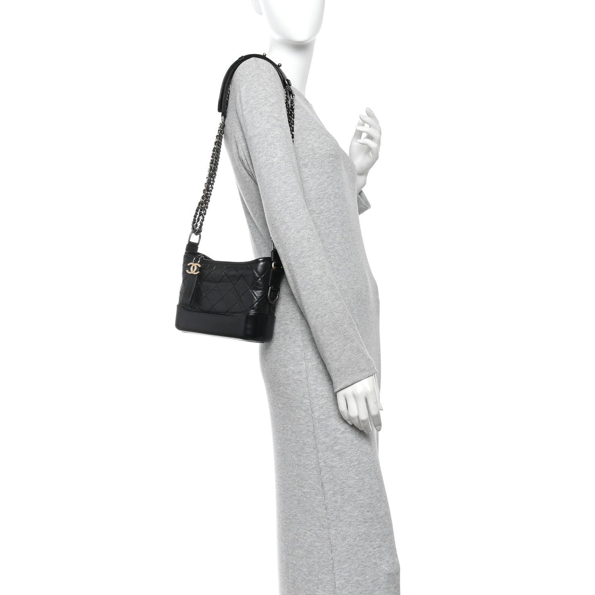 Small Quilted Calfskin Hobo Bag - Black
