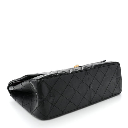 Quilted Calfskin Flap Shoulder Bag - Black