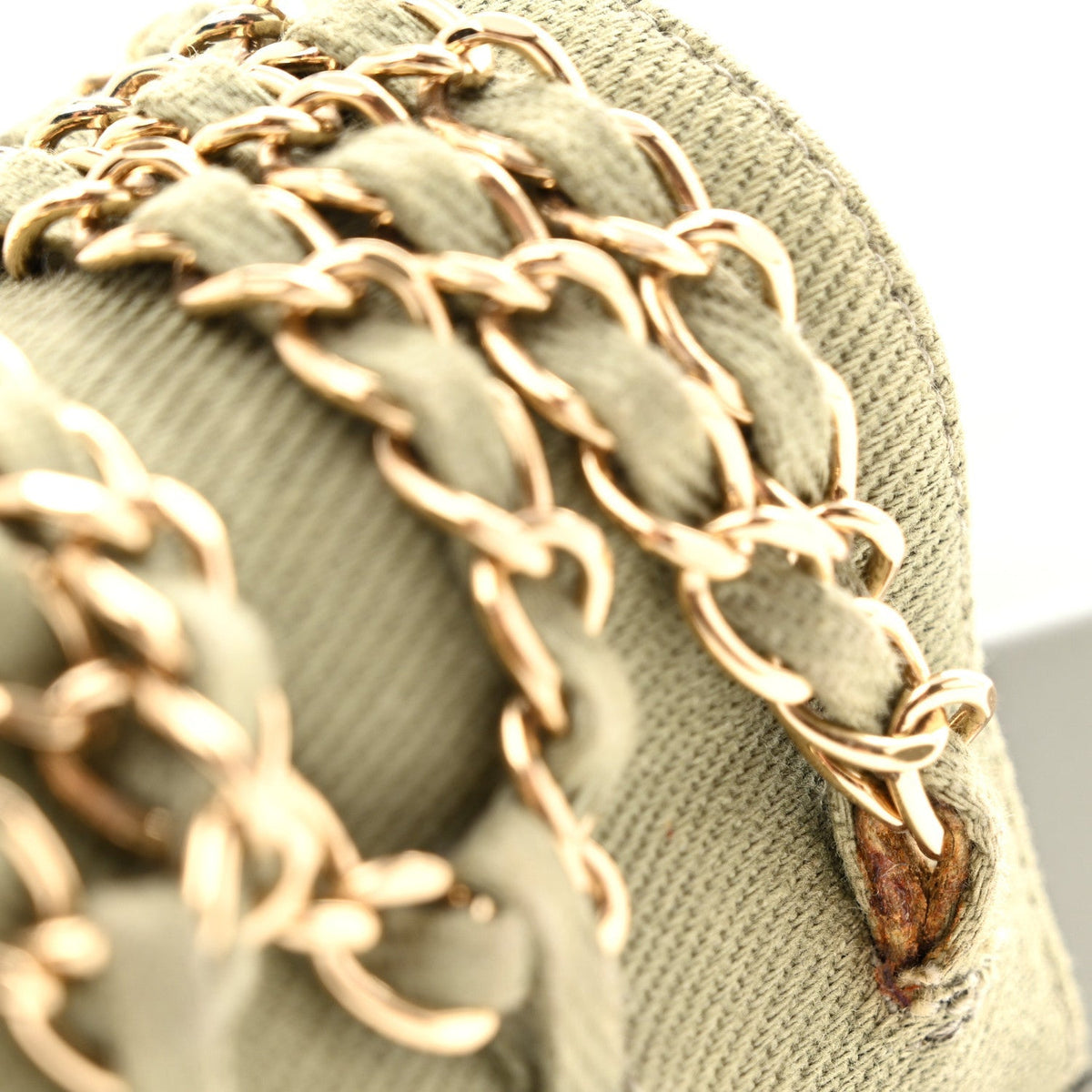 Chanel Canvas Chain Women's Flat Sandals Khaki