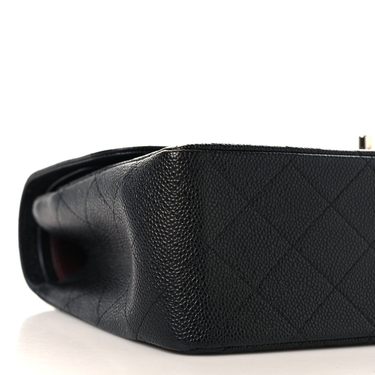 Quilted Caviar Flap Shoulder Bag - Black