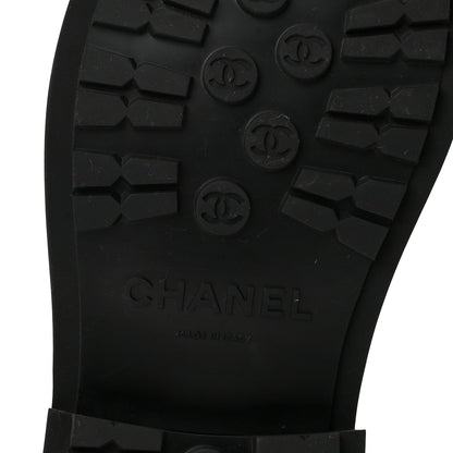 Chanel Calfskin Knit Lace Up Women's Combat Boots
