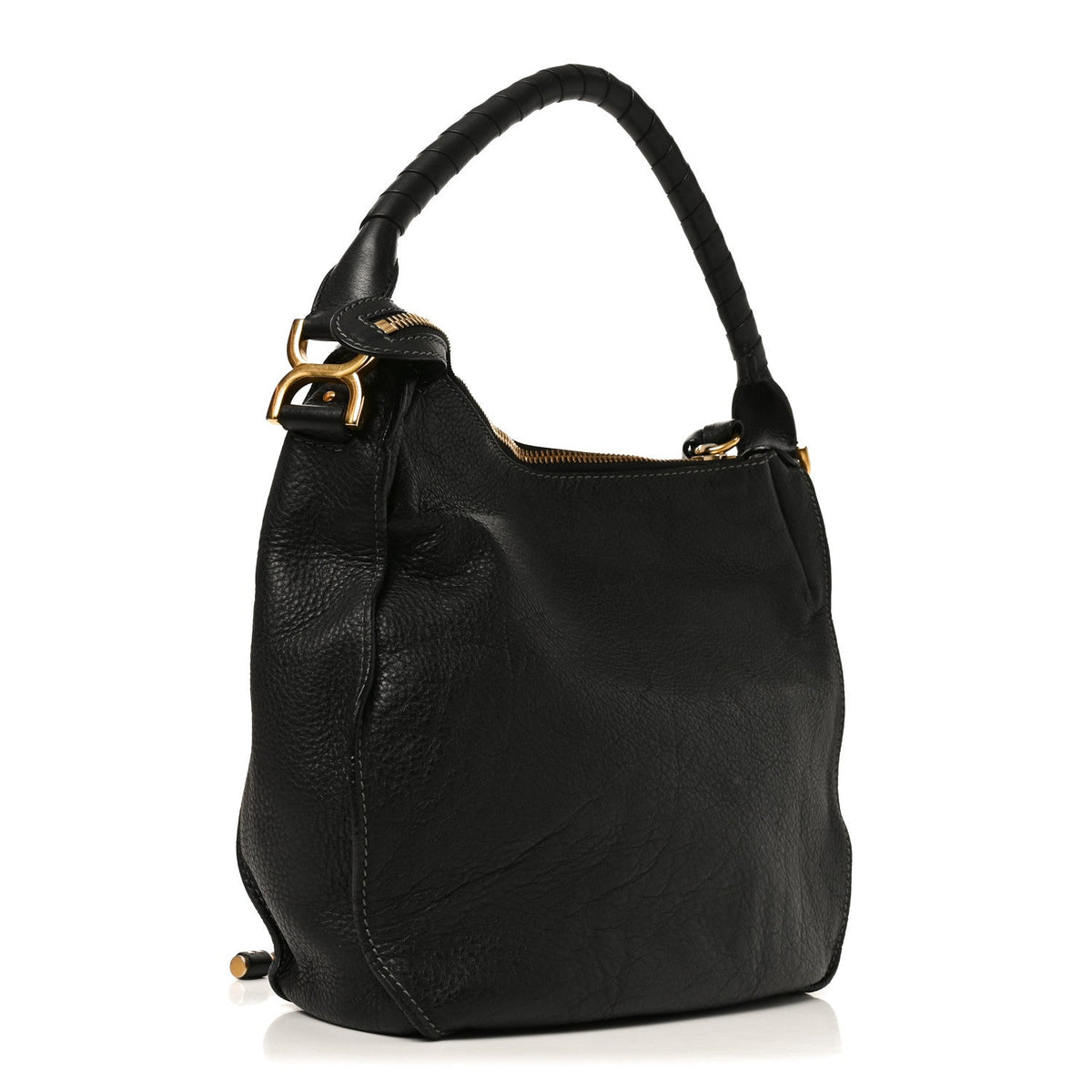 Medium Calfskin Hobo Bag - Black