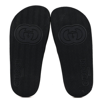 Gucci Rubber Web Women's Interlocking G Slide Sandals 35 Black