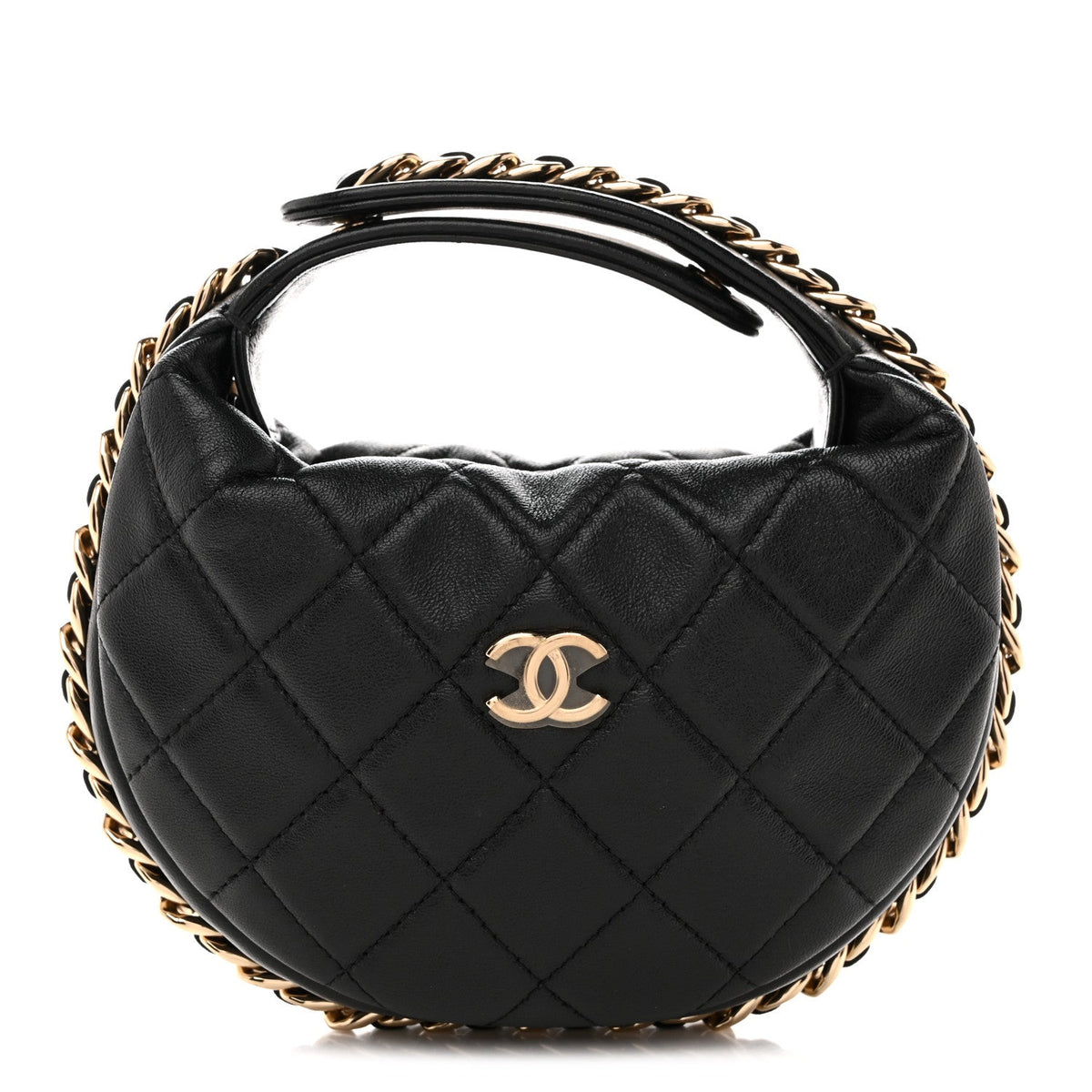 Quilted Lambskin Hobo Bag - Black