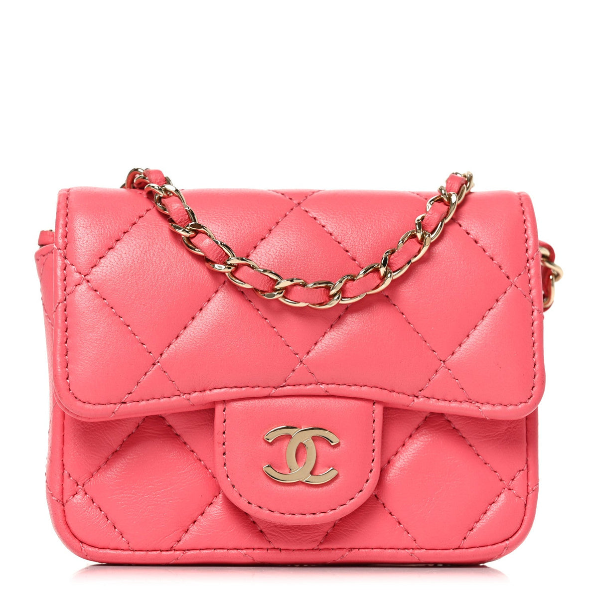 Mini Quilted Lambskin Belt Bag - Pink