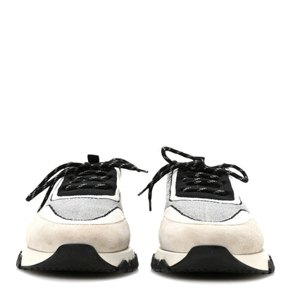 Hermes Knit Goatskin Men's Addict Sneakers 41 Black White